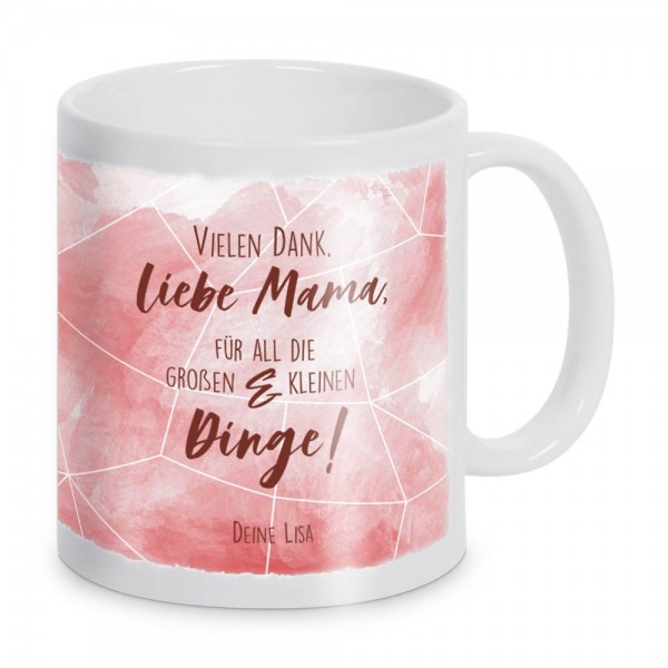 Personalisierte Tasse Vielen Dank mit Namen bedruckt