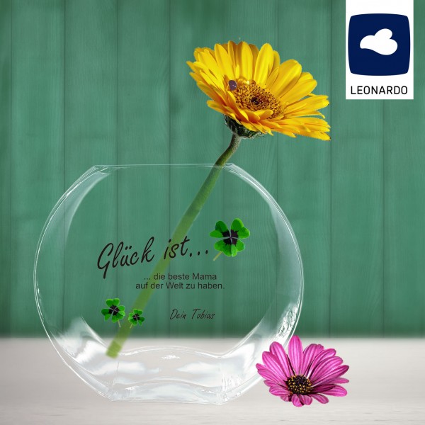 Glück ist - Vase mit personalisierten Text bedrucken