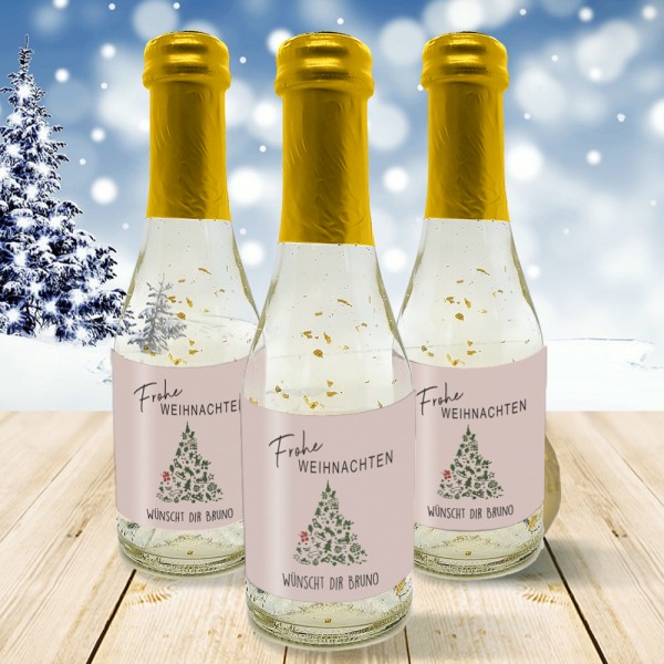 Personalisierte Sektflasche Frohe Weihnachten mit eigenem Etikett