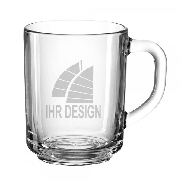 Glastasse mit Logo gravieren / bedrucken
