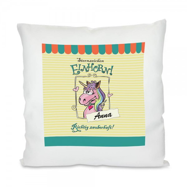 Individuelles Sternzeichen Einhorn-Kissen mit Namen