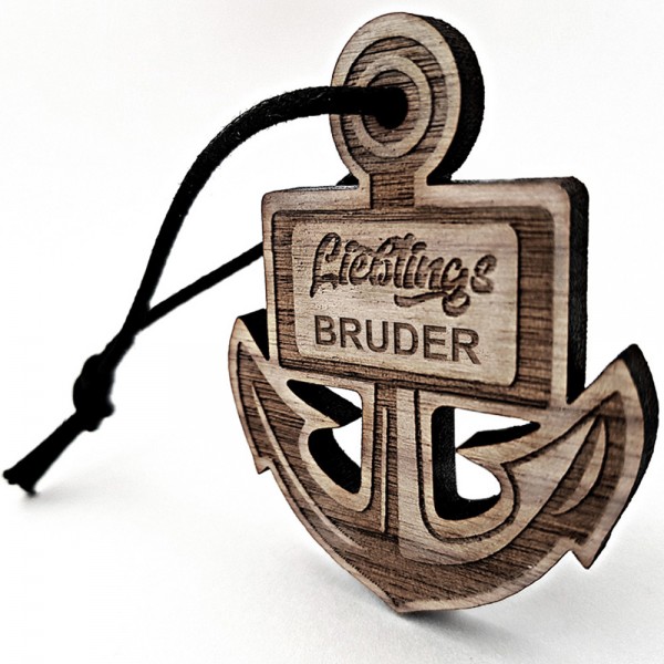 Schlüsselanhänger aus Holz Anker mit Gravur "Lieblings"