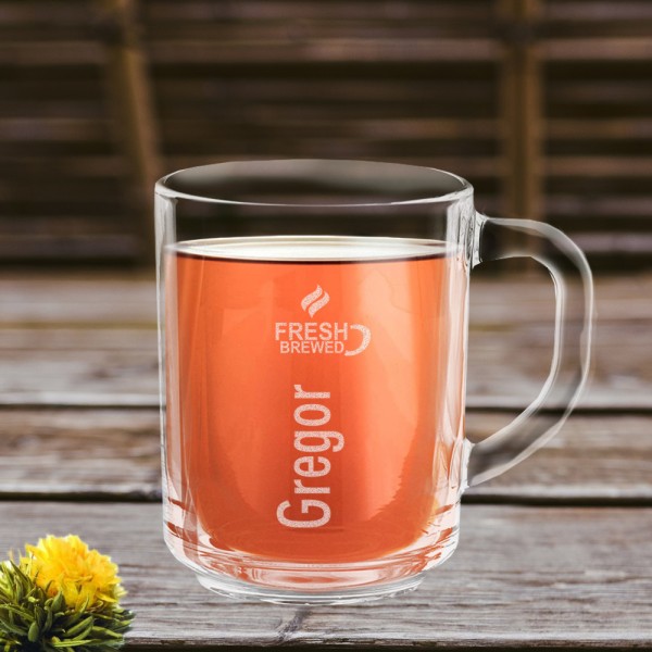 Teetasse aus Glas personalisiert graviert