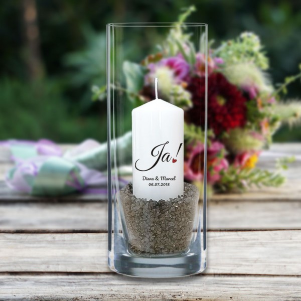 SET - Stilvolle Vase mit individueller Kerze als Deko
