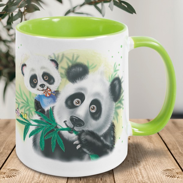 Pfiffige Panda Tasse für den Papa oder Opa personalisiert
