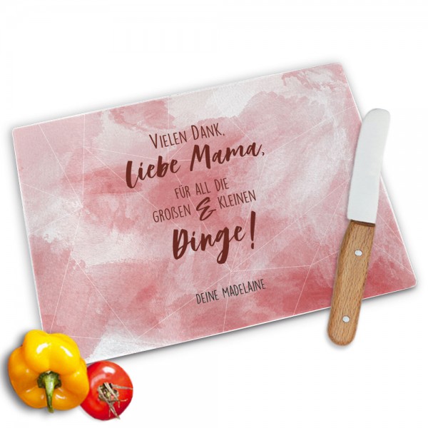 Glasschneidebrett bedruckt für die Mama mit Namen