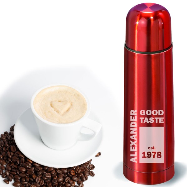 Thermoskanne rot mit Gravur 0,7 l Good Taste