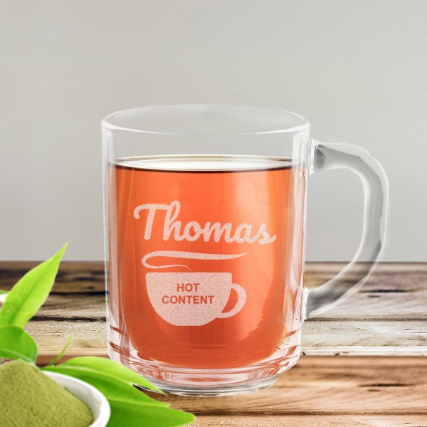 Persönliche Glas Tasse mit gravierten Namen