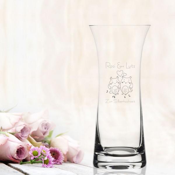 Personalisierbares Geschenk Blumenvase Silberhochzeit