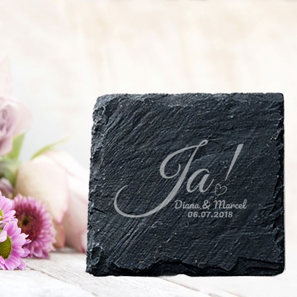 Untersetzer als Tischkarte zur Hochzeit