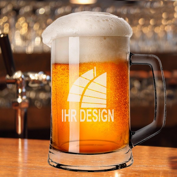 Bierkrug / Bierseidel mit Logo graviert 0,5 l