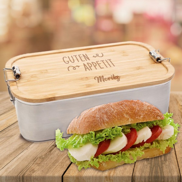 Persönliche Edelstahl-Lunchbox für den "guten Appetit" mit deinem Namen