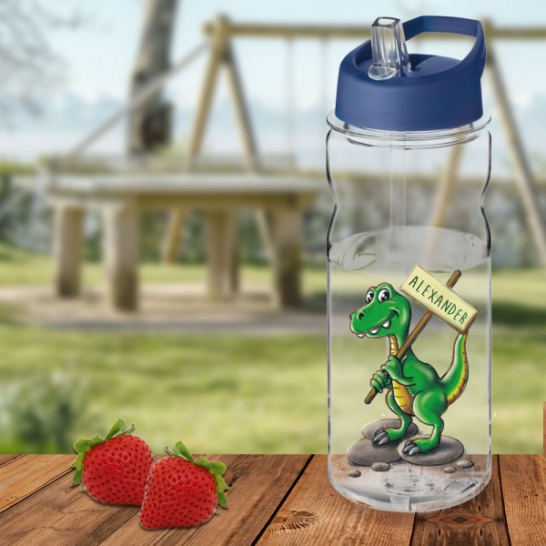 Trinkflasche für Jungs mit Dino und Namen bedruckt 0,6 l