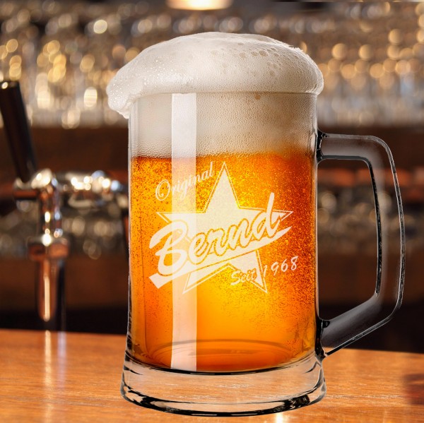 Bierkrug / Bierseidel 0,5l mit Stern, Name und Jahr