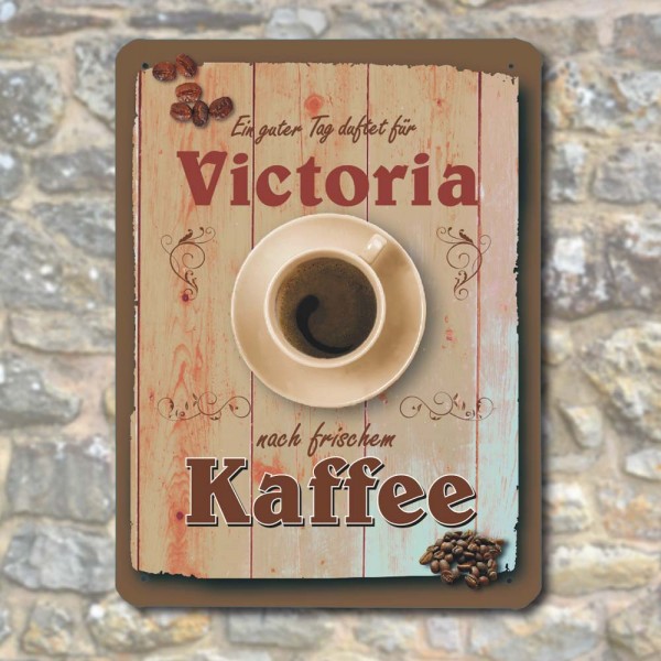 Blechschild Vintage Kaffee mit Namen bedrucken