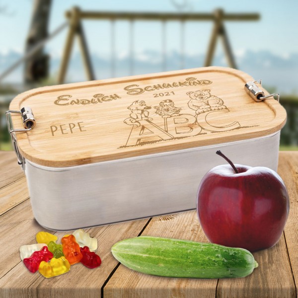 Brotdose mit Namen zur Einschulung personalisiert