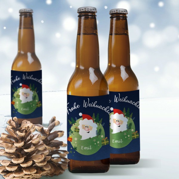 Weihnachts Etikett für Bierflaschen mit eigenem Namen