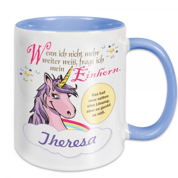 Einhorn Geschenke Tasse mit Namen
