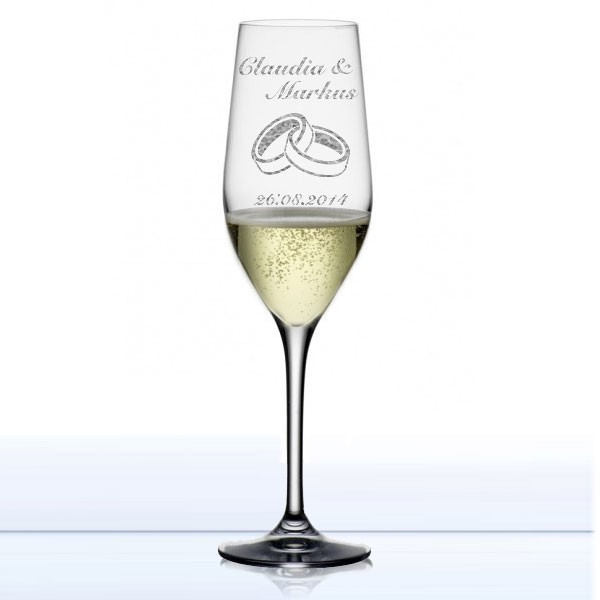 Sektglas zur Hochzeit graviert