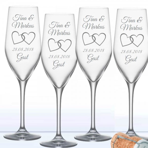 Sektgläser mit Gravur Hochzeit im Set als Platzkarte