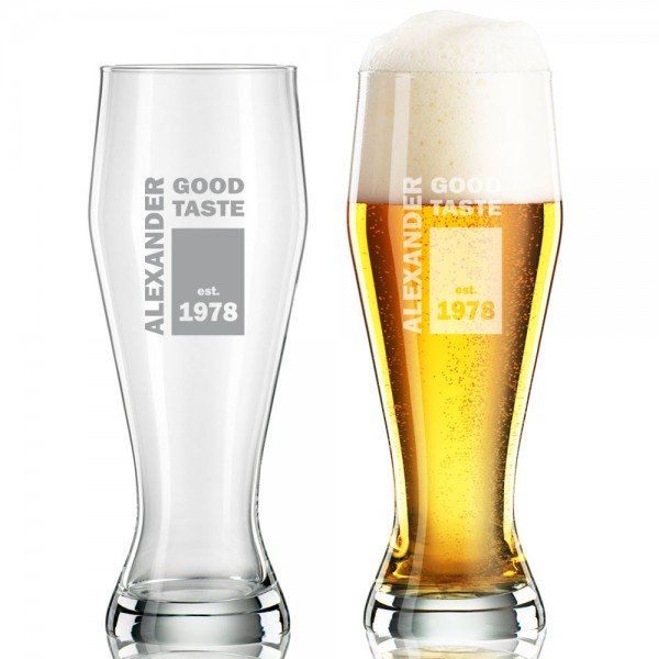 Weizenbierglas mit Name und Jahr graviert
