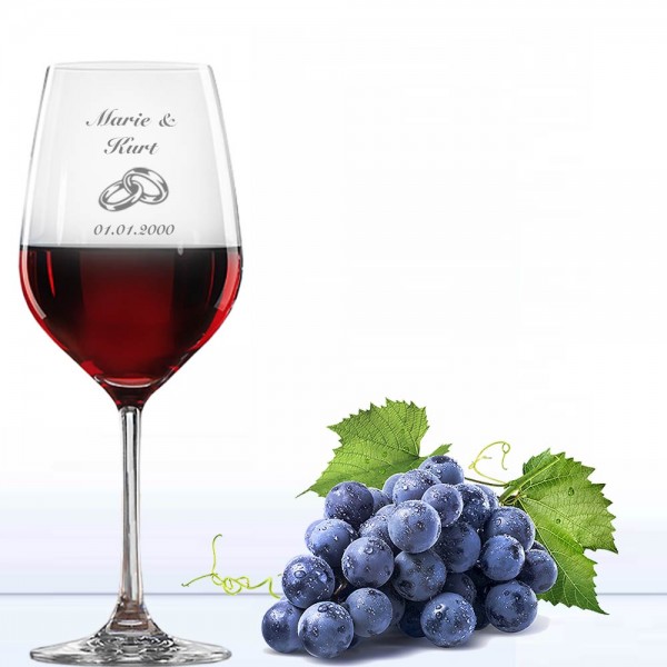 Weinglas Hochzeit - Rotwein Ringe
