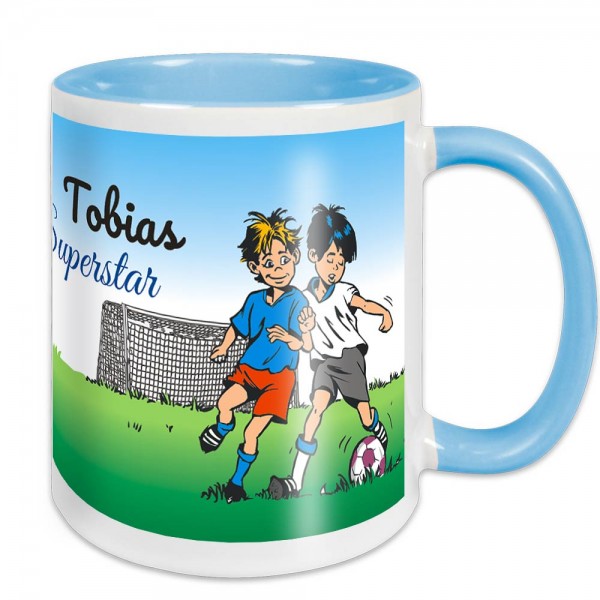 Tasse für Fußballer mit Namen bedruckt