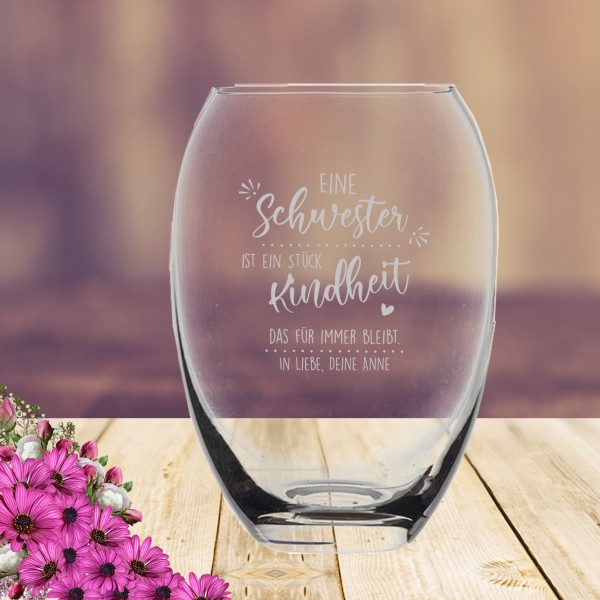 Vase mit Gravur als Geschenk für deine Schwester
