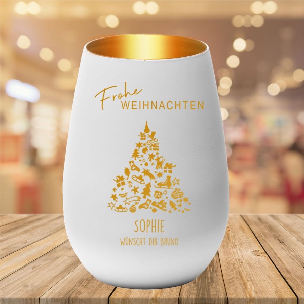 Weihnachtsgeschenk Windlicht mit individueller Gravur