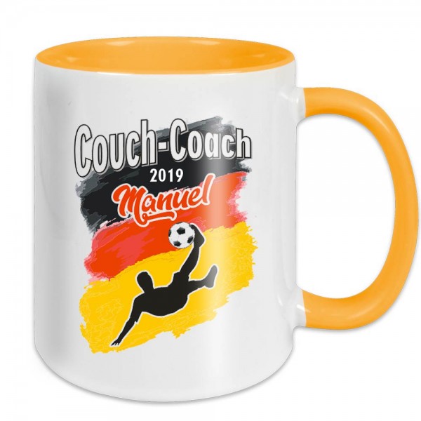 Fußball Tasse mit Namen Couch Coach