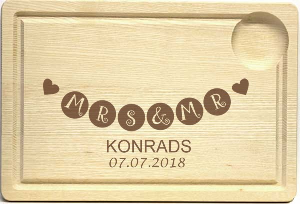 Holzbrett, Schneidebrett zur Hochzeit mit Gravur