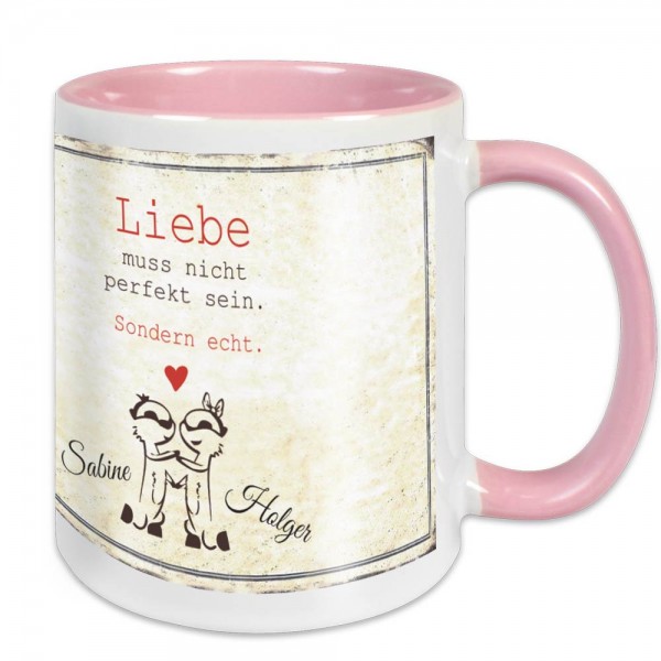 Tasse Liebe muss nicht perfekt sein mit Namen