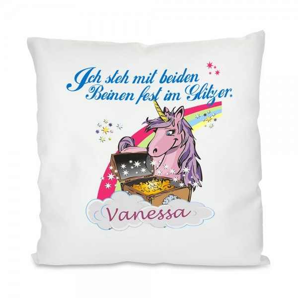 Einhorn Kissen Glitzer mit Namen