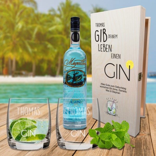 GIN Geschenkset - Gib deinem Leben einen Gin - mit individuellem Druck