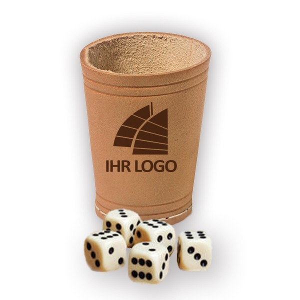 Würfelbecher Leder mit Logo