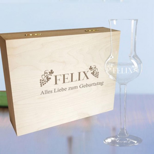 Grappa Geschenkset mit Namen graviert 4er Set