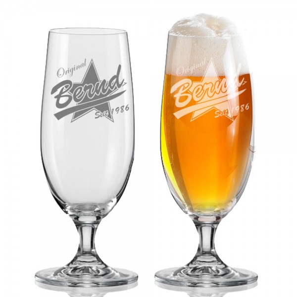 Mit Namen graviertes Bierglas B-a-Star
