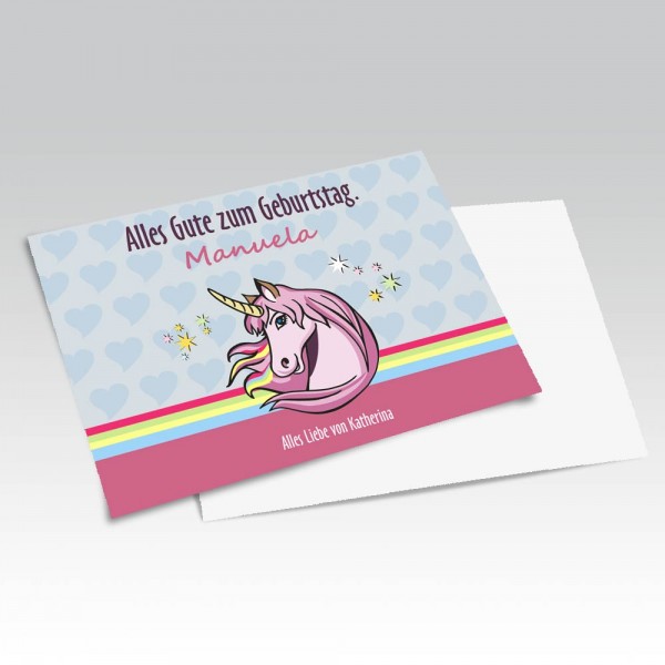 Einhorn Grußkarte zum Geburtstag mit Namen und Text