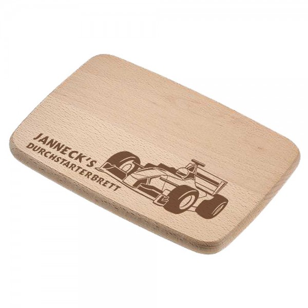 Personalisierte Frühstücksbrettchen für Kinder Rennauto