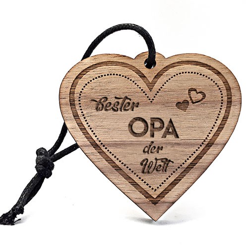 individueller Schlüsselanhänger aus Holz mit Gravur "Bester Opa"