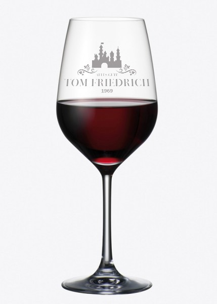 graviertes Weinglas Chateau mit Namen