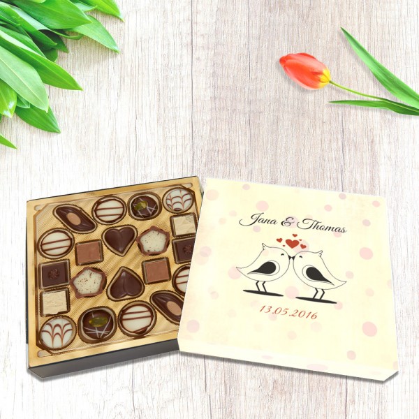Lindt Pralinen zur Hochzeit mit deinen Namen und Datum bedruckt