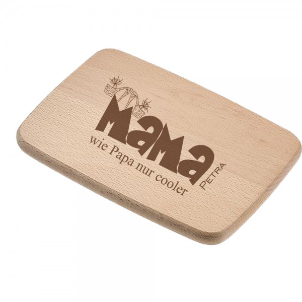 Holz-Frühstücksbrettchen mit Gravur coole Mama