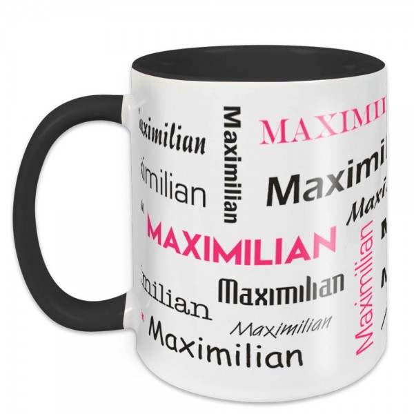 Tasse mit Namen in verschiedenen Schriftarten - schwarz