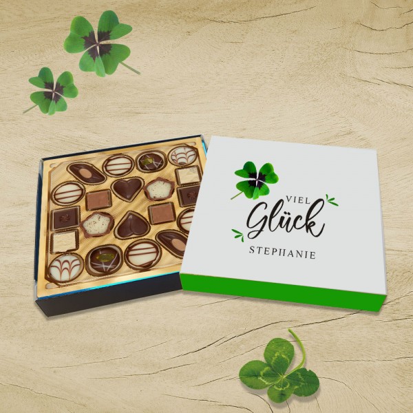 Lindt Pralinen Viel Glück mit Namen bedruckt