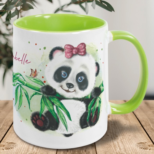 Süße Panda Tasse für Mädchen mit eigenem Namen bedruckt
