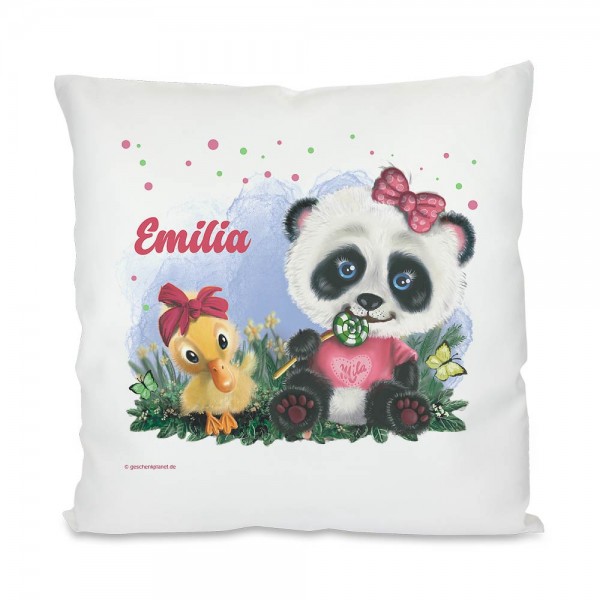 Kissen für Mädchen mit Panda und eigenem Namen