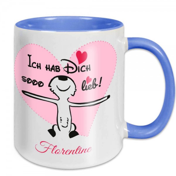 Bedruckte Tasse Hab dich lieb mit Namen