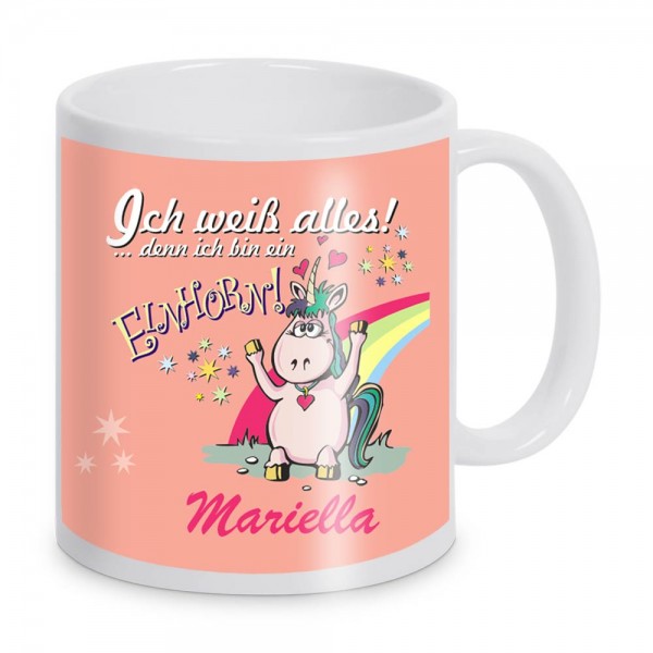 Lustige Einhorn Tasse mit Namen