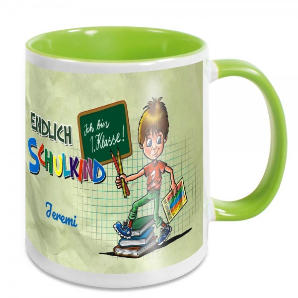 Geschenk zur Einschulung Tasse für Jungen mit Namen